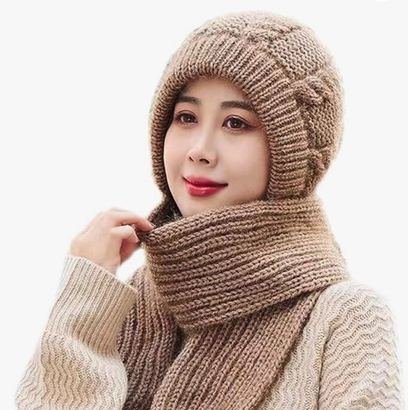 Duo de gorro e cachecol de inverno para mulher para uma elegância acolhedora