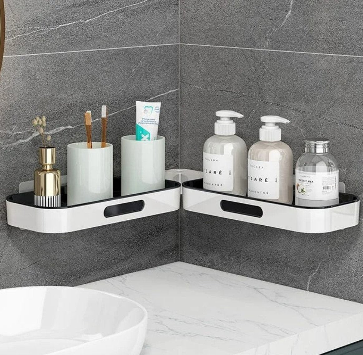 Maximizar o espaço de canto da casa de banho com prateleiras rotativas de 180° - Innovoda