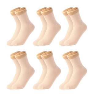 Meias térmicas em veludo, nylon e lã sem costuras - Tamanho único 35-40 (6 pares) - Innovoda