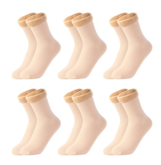 Meias térmicas em veludo, nylon e lã sem costuras - Tamanho único 35-40 (6 pares) - Innovoda