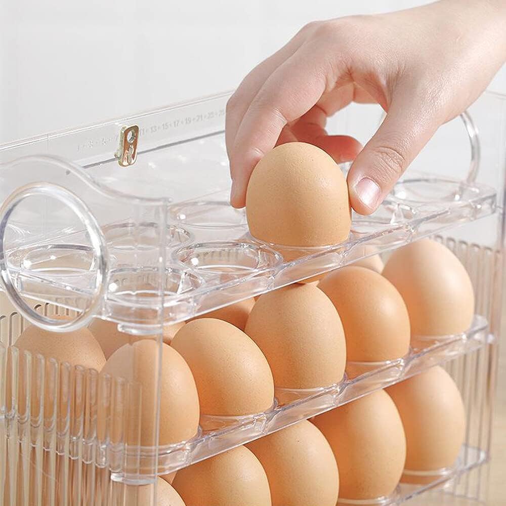 Organize os ovos sem esforço com a Caixa de Armazenamento Auto Flip de 3 Camadas - Innovoda